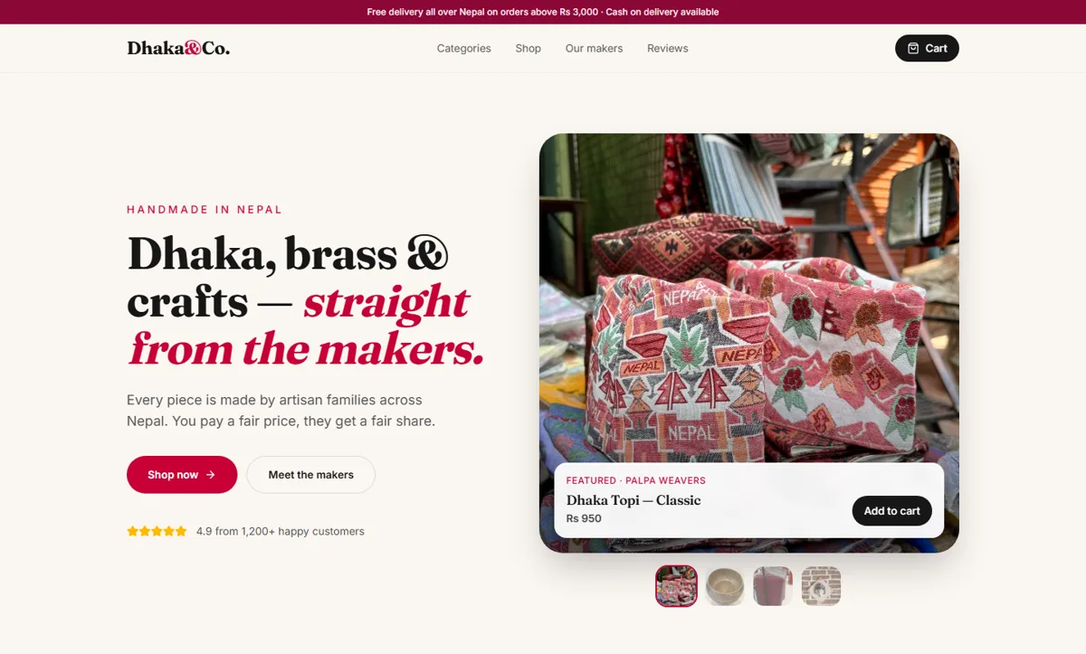 Preview of the Dhaka & Co. demo website